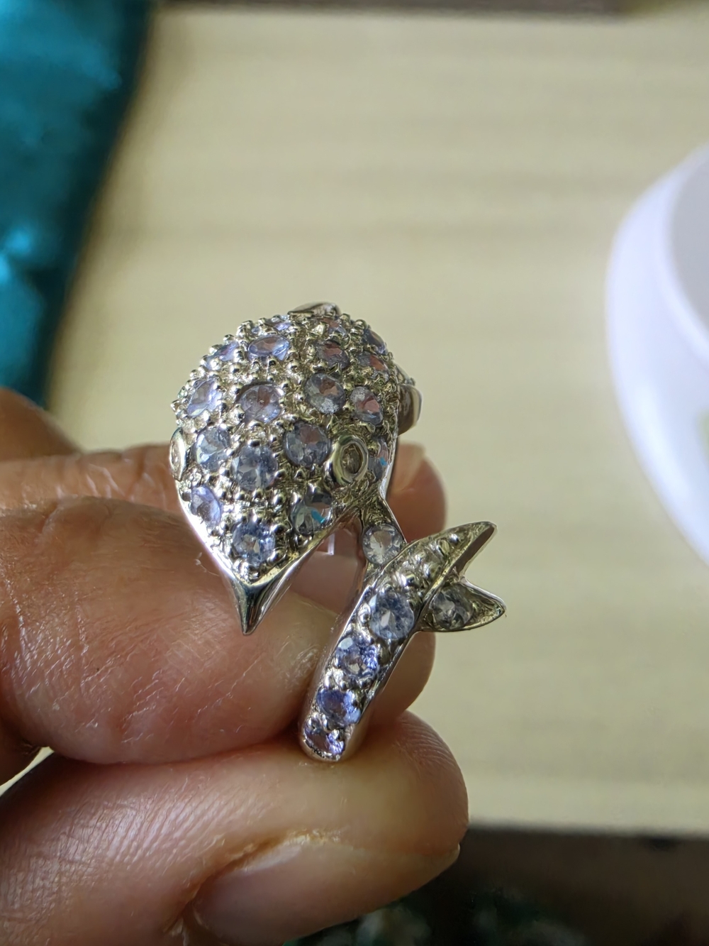 14 K WG Tanzanite Dolphin Ring